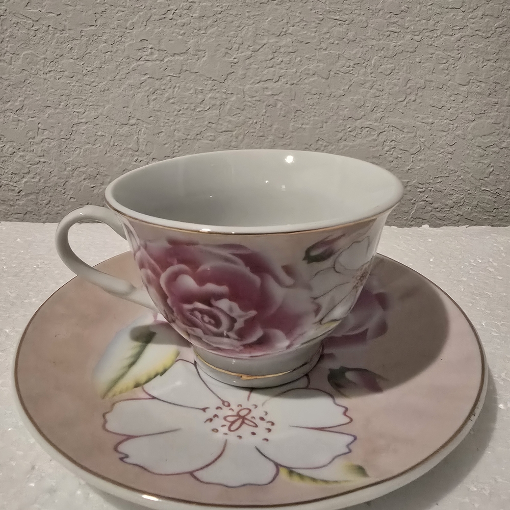 Floral Teacup and Saucer Set